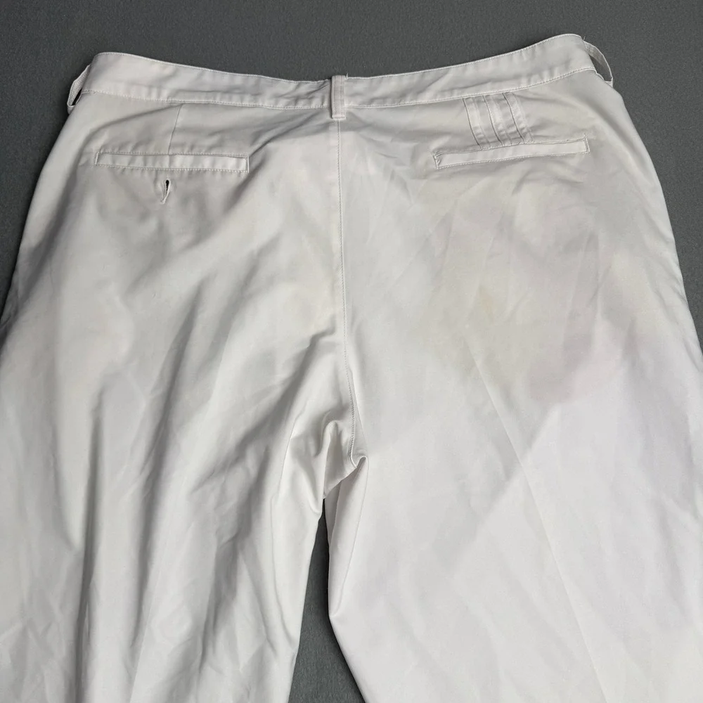 Adidas Mens Climalite Golf Pants White Flat Front Performance Trousers 42x30